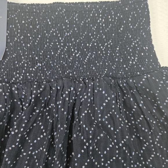 Universal Thread Smocked Waist Tiered Mini Skirt Navy Blue Boho Cotton Size M - Picture 3 of 9